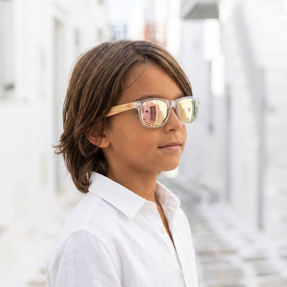 Lunettes en bois Enfant - Wayfarer Sky Junior Rose - Orange