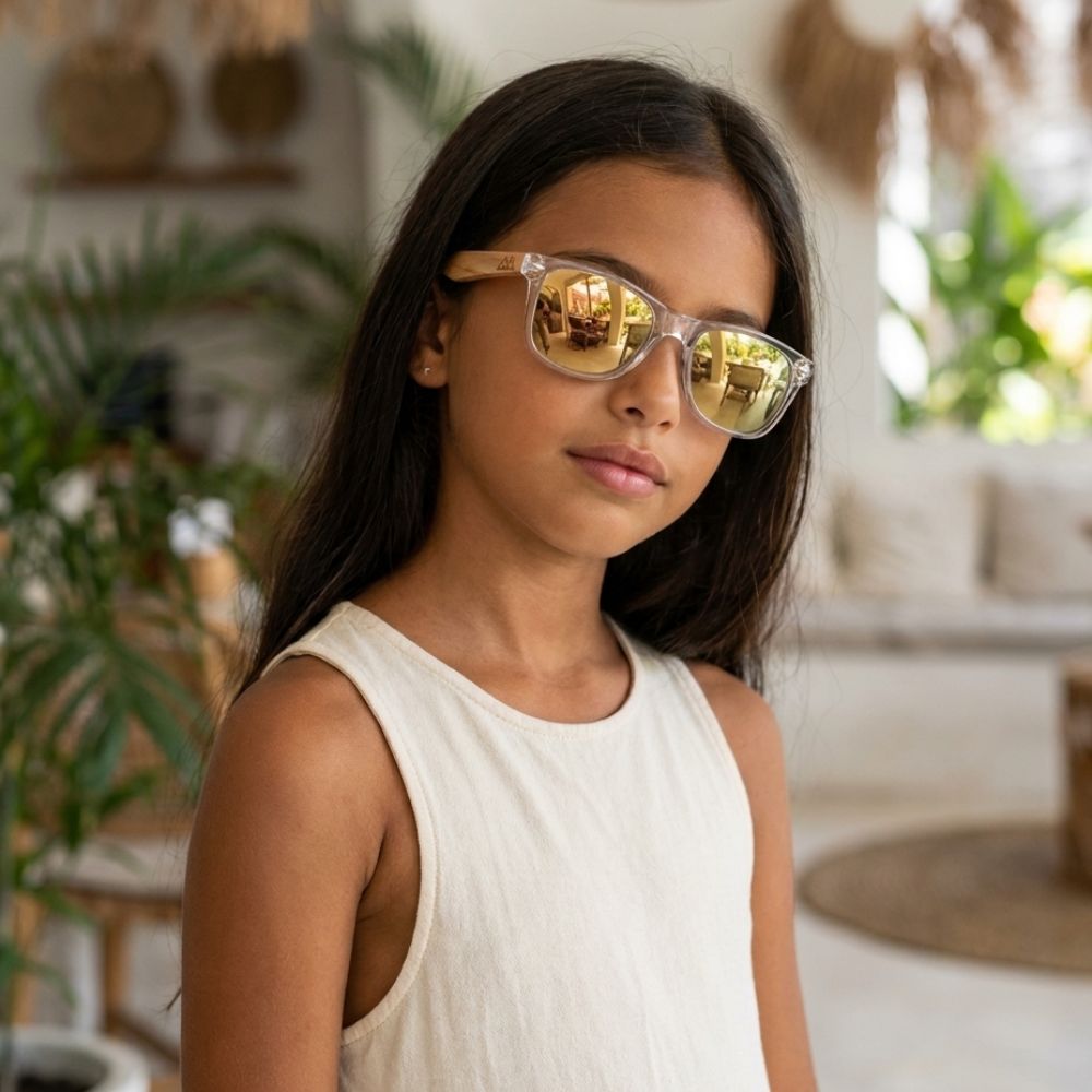 Lunettes en bois Enfant - Wayfarer Sky Junior Rose - Orange