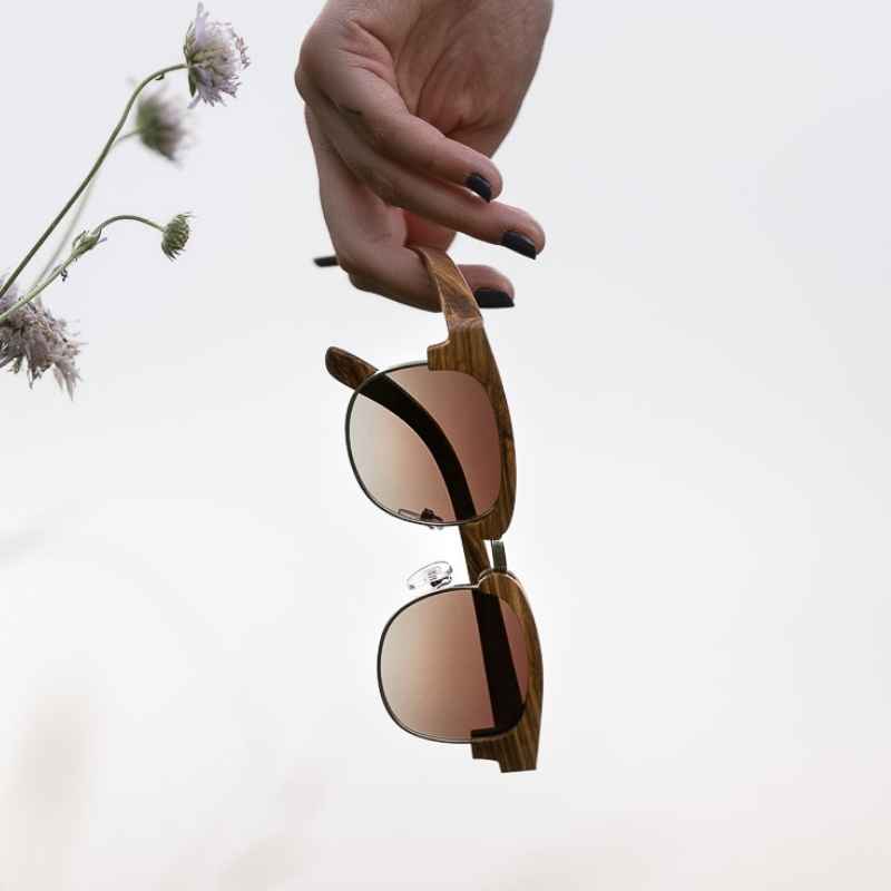Lunettes en bois Ray Ban Clubmaster - Gris
