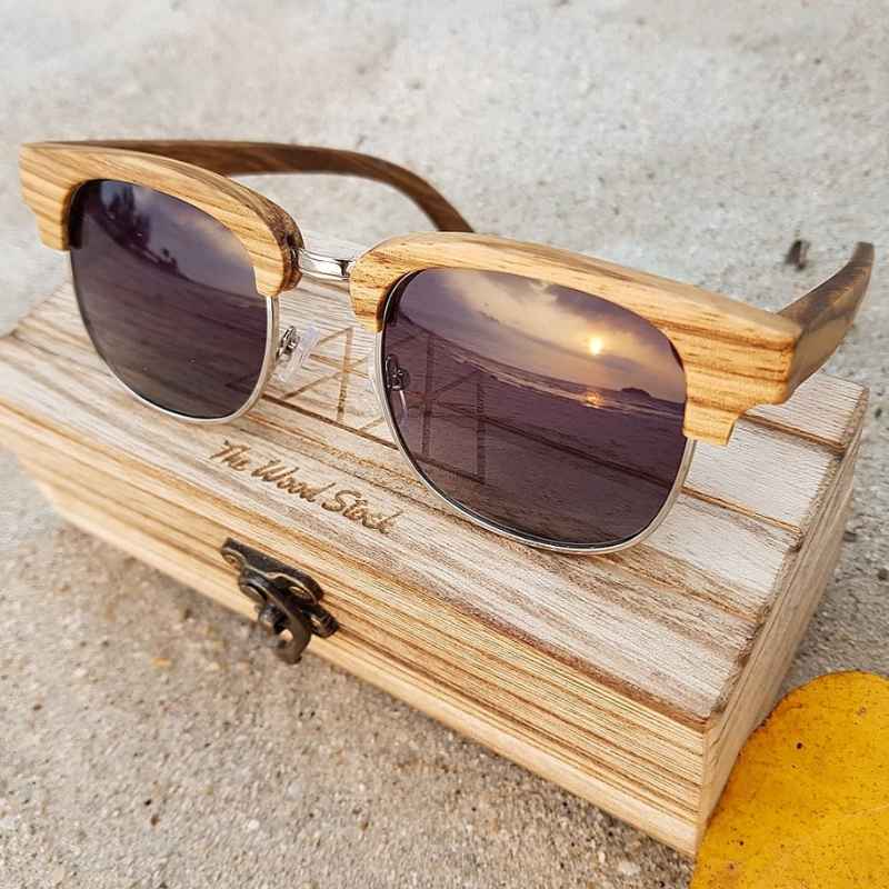 Lunettes en bois Ray Ban Clubmaster - Gris