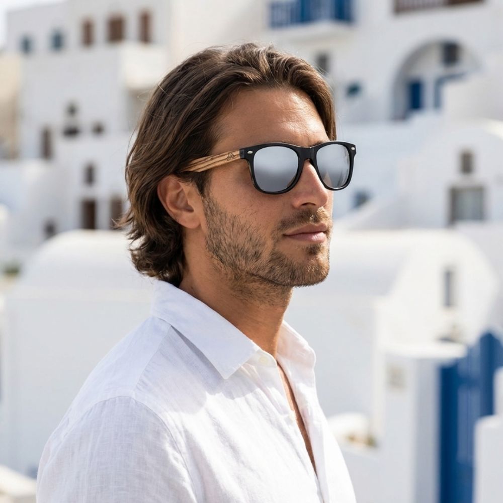 Lunettes de Soleil en Bois - Wayfarer Zebra Gris