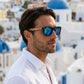 Lunettes de Soleil en Bois - Wayfarer Zebra Bleu