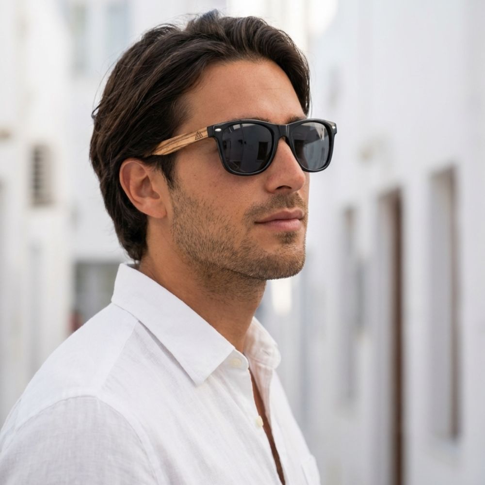 Lunettes de Soleil en Bois - Wayfarer Zebra Noir