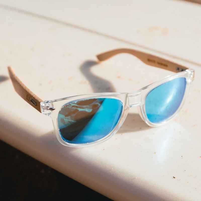 Lunette Soleil Bois - Wayfarer Sky Bleu