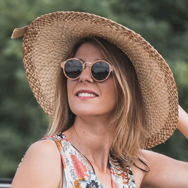 Lunette Soleil en Bois - Retro Zebra Luxe Noir