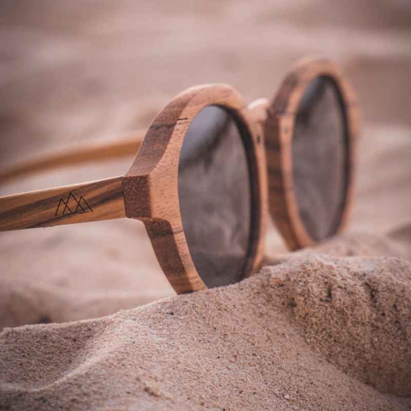 Lunette Soleil en Bois - Retro Zebra Luxe Noir