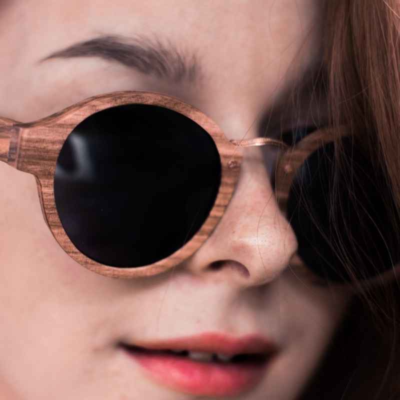 Lunette Soleil en Bois - Retro Zebra Luxe Noir