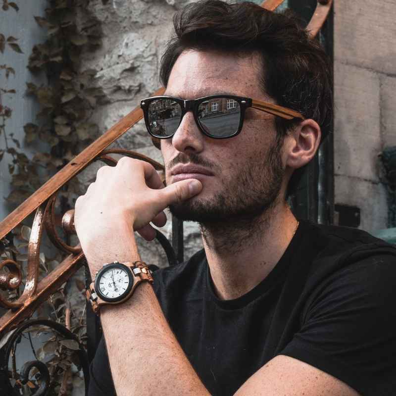Lunettes de Soleil en Bois - Wayfarer Zebra Gris