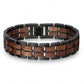 Bracelet homme bois et acier Sequoia Noir Noyer - trois rangees acier noir et bois de noyer, vue de face
