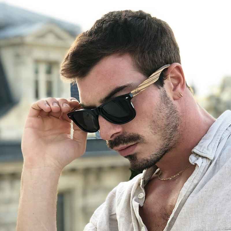 Lunettes de Soleil en Bois - Wayfarer Zebra Noir
