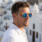 Lunettes de soleil bois Ray Ban Clubmaster - Blue