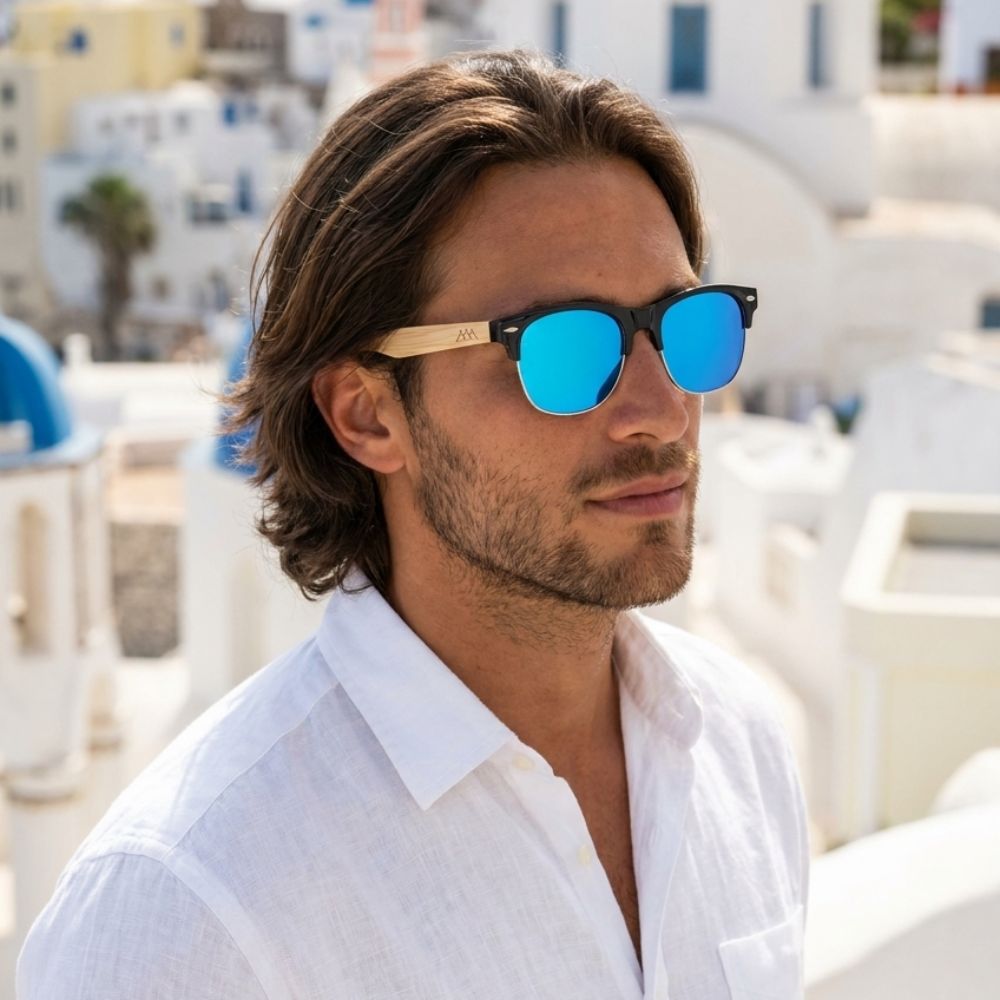 Lunette de Soleil Homme Bois - Wayfarer Full Bleu
