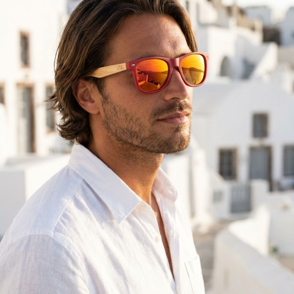 Lunettes en bois - Wayfarer Rouge