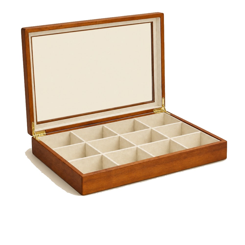 Boîte à Bijoux en Bois 12 Compartiments Beige - Noria