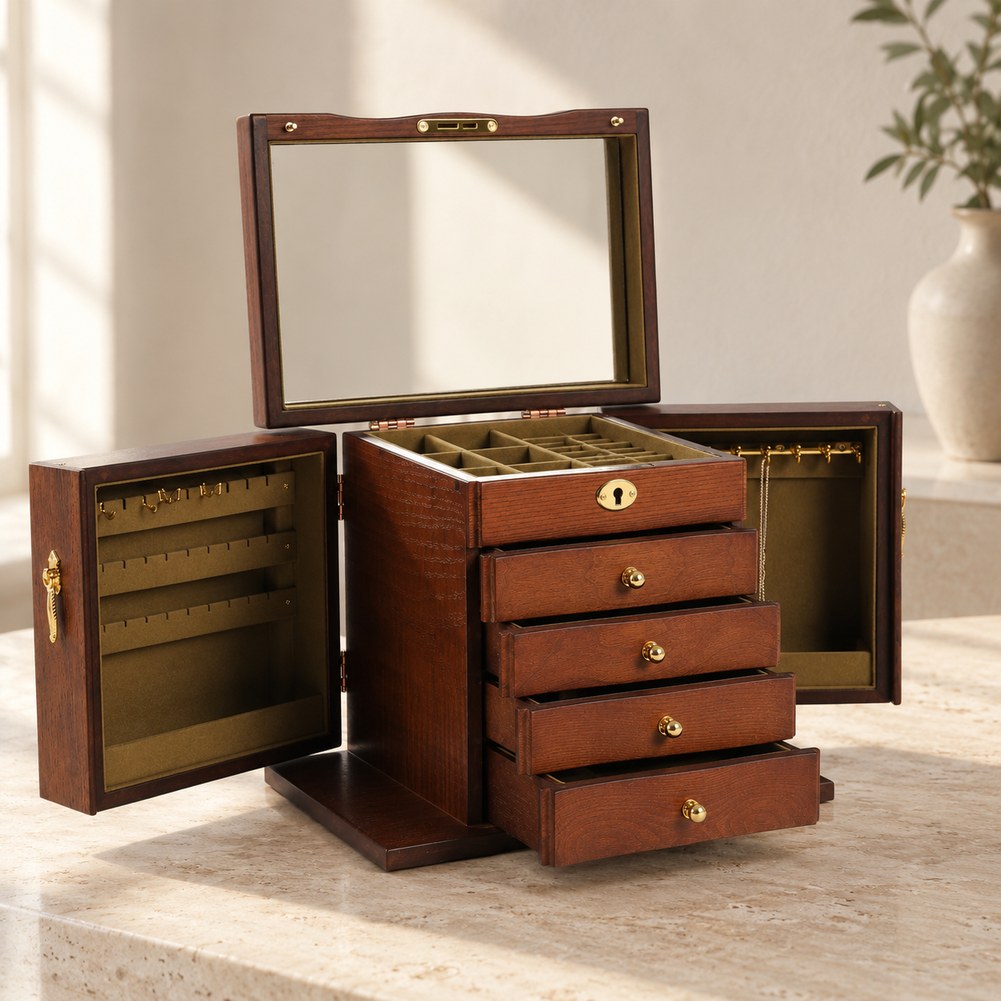 Boîte à Bijoux en Bois avec Tiroirs et Miroir - Miralis, en ambiance