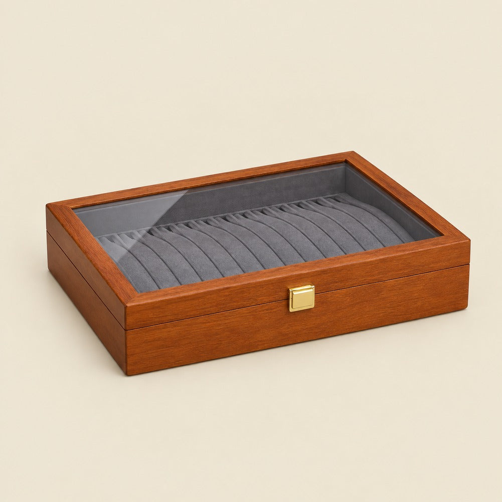 Boîte à Bijoux en Bois Gris pour Colliers - Noria, fermée