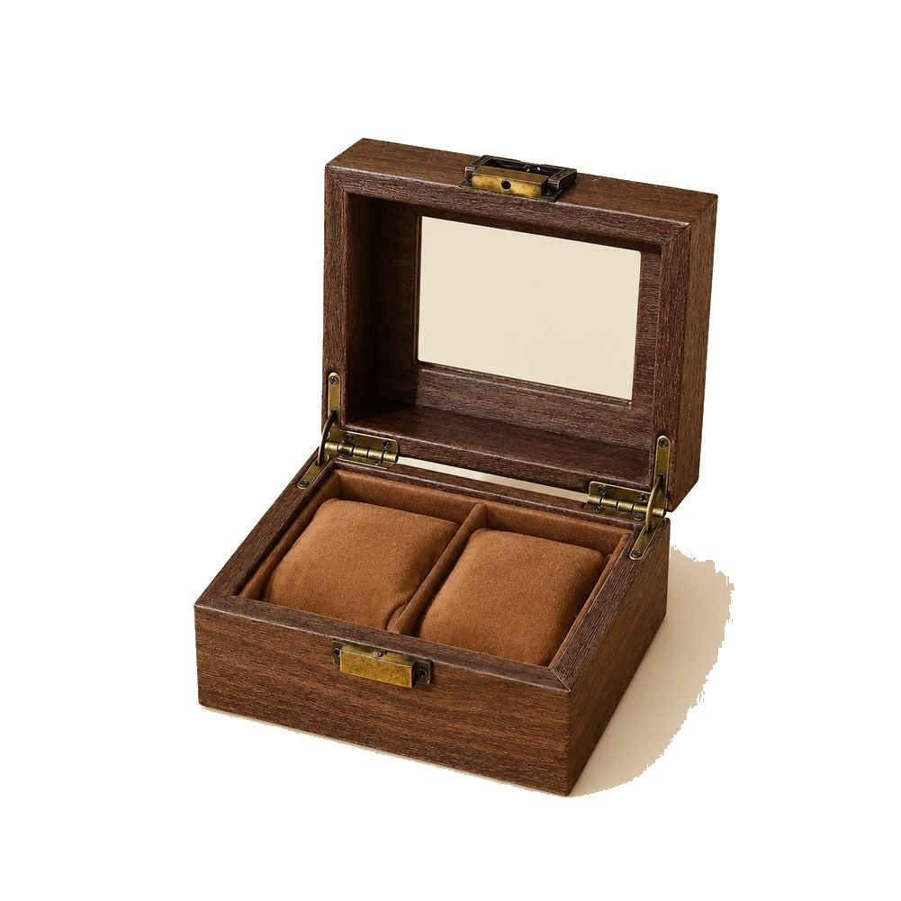 Boîte à Montre de Voyage en Bois de Noyer 2 Montres - Tornal
