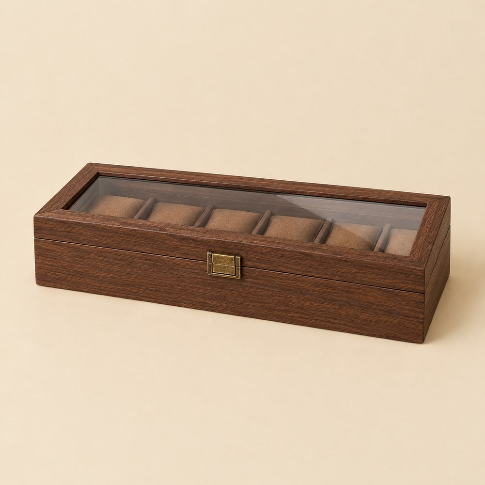 Boîte à Montre en Bois de Noyer 6 Montres - Tornal, fermée