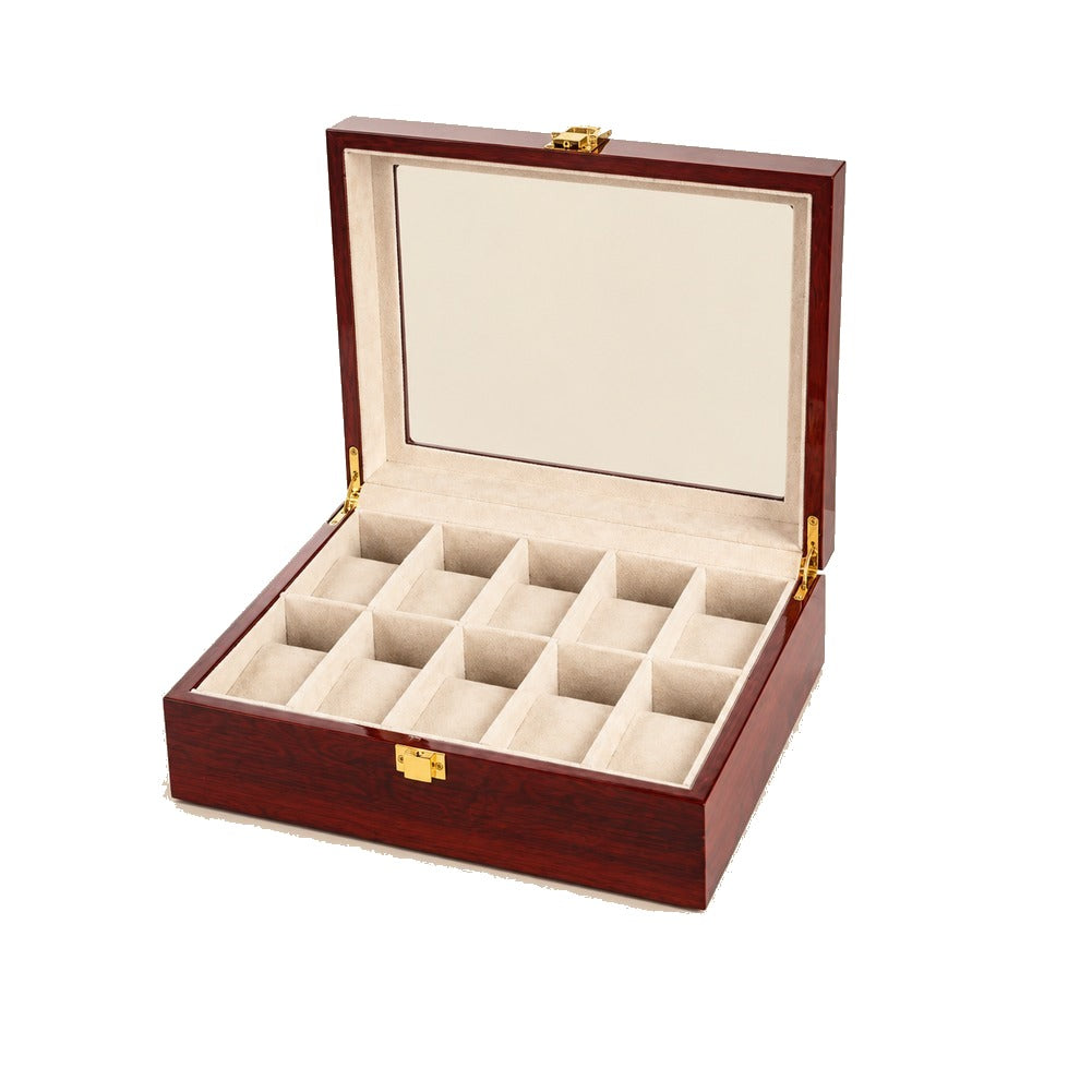 Boîte à Montres en Bois d'Acajou 10 Montres - Verrio