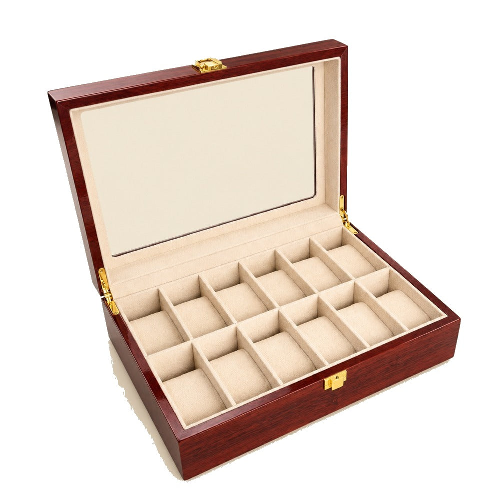 Boîte à Montres en Bois d'Acajou 12 Montres - Verrio