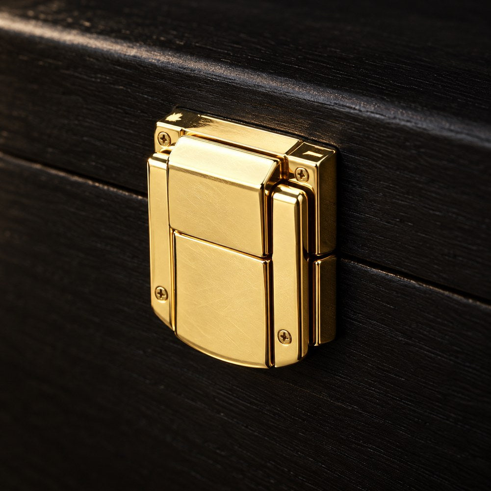 Boîte à Montres en Bois d'Ébène 10 Montres - Noctis, détail de la fermeture