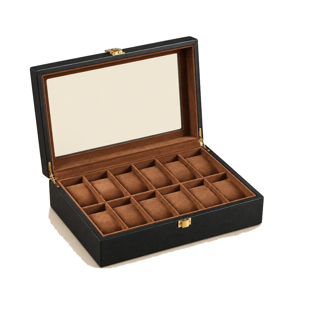 Boîte à Montres en Bois d'Ébène 12 Montres - Noctis