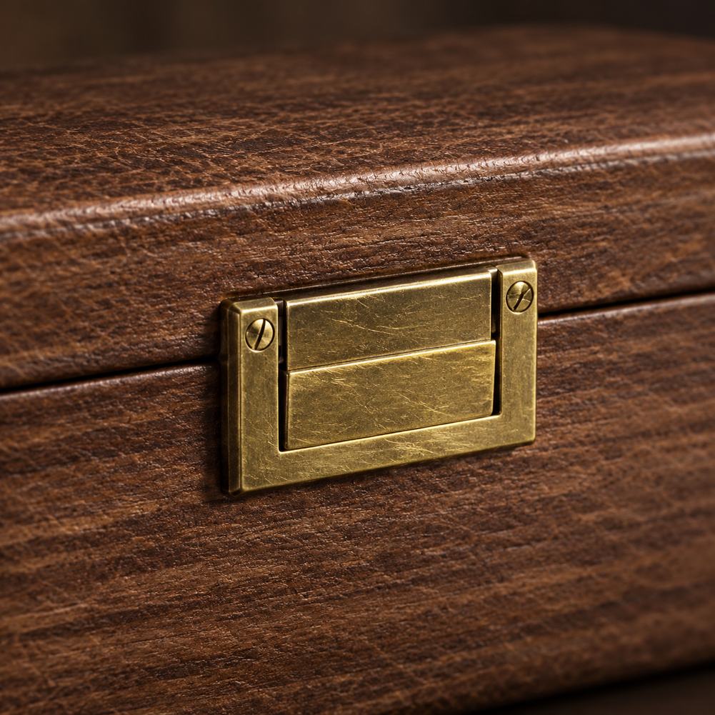 Boîte à Montres en Cuir et Bois 12 Montres - Corium, détail de la fermeture