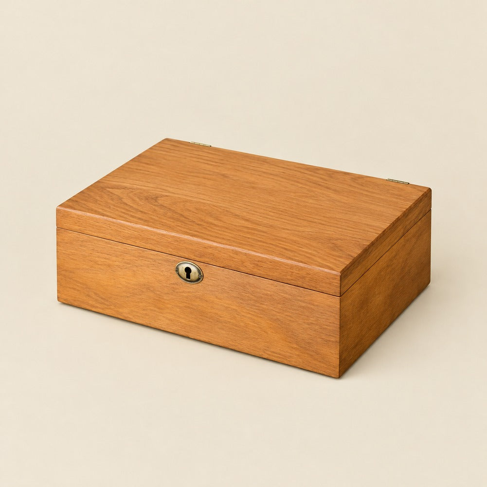 Boîte à Montres et Lunettes en Bois de Chêne 5 Montres - Vintor, fermée