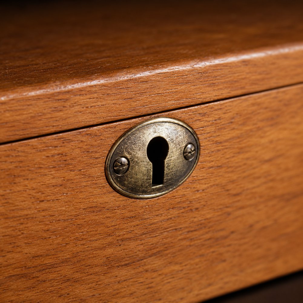 Boîte à Montres et Lunettes en Bois de Chêne 5 Montres - Vintor, détail de la fermeture