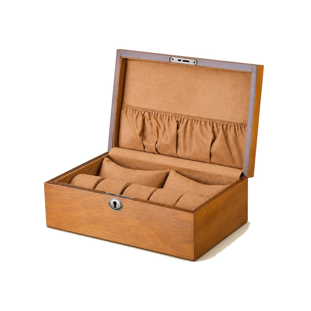 Boîte à Montres et Lunettes en Bois de Chêne 5 Montres - Vintor