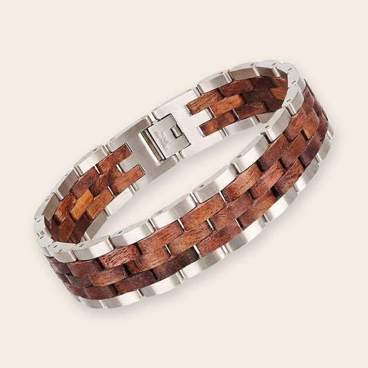 Bracelet homme bois et acier Atlas Brossé Noyer – The Wood Stock