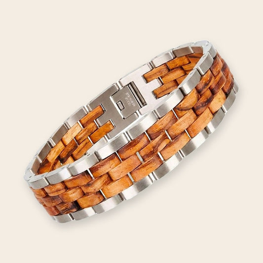 Bracelet homme bois et acier Atlas Poli Olivier – The Wood Stock