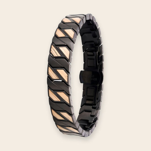 Bracelet homme bois et acier Faron Noir Érable – The Wood Stock