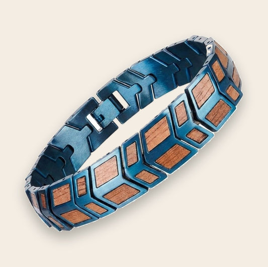 Bracelet homme bois et acier Orwell Bleu Noyer – The Wood Stock