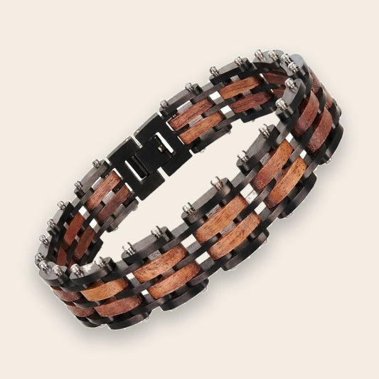 Bracelet homme bois et acier Rowan Noir Noyer – The Wood Stock