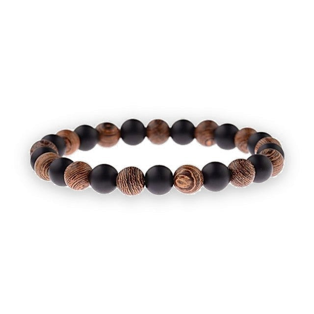 Bracelet Tibétain - Duo Noir & Bois