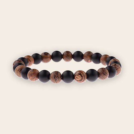 Bracelet tibétain Duo Noir & Bois – The Wood Stock