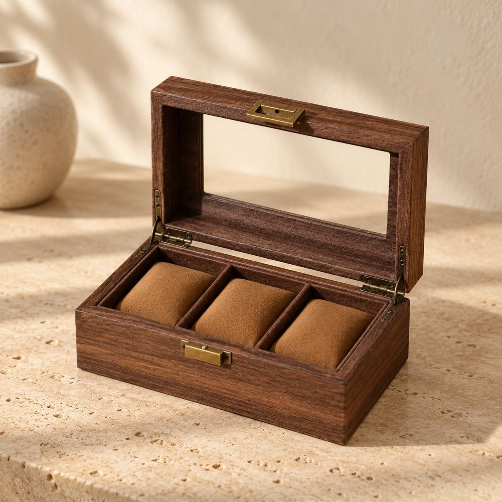 Coffret Montre en Bois de Noyer 3 Montres - Tornal, en ambiance