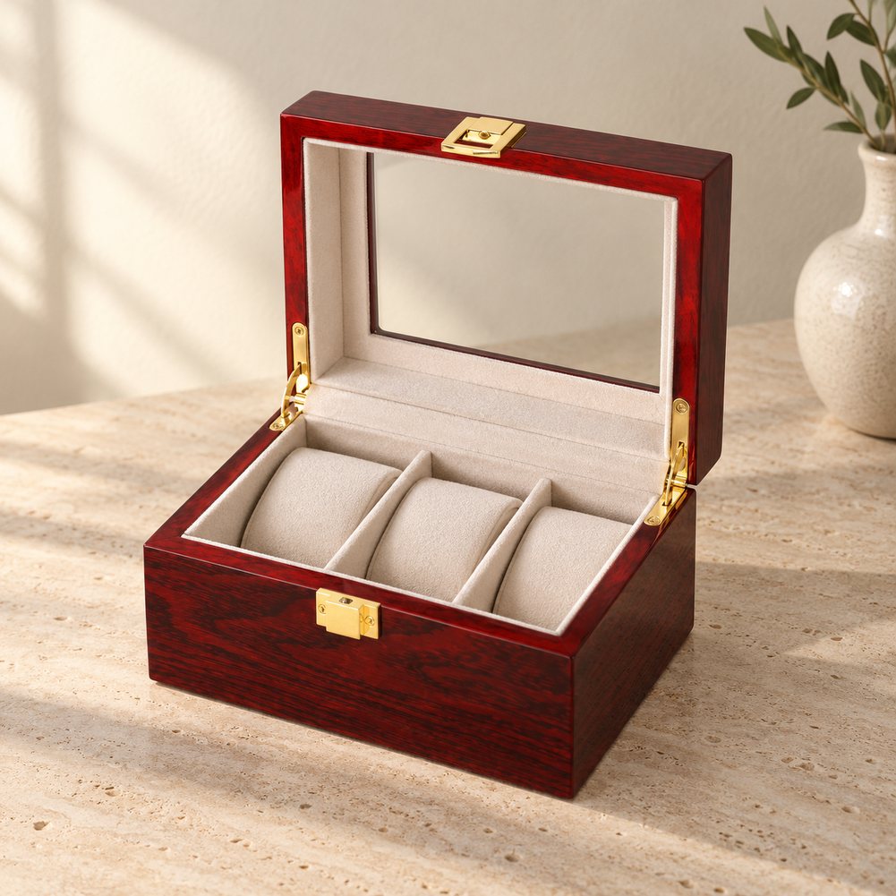 Coffret Montre Homme en Bois d'Acajou 3 Montres - Verrio, en ambiance