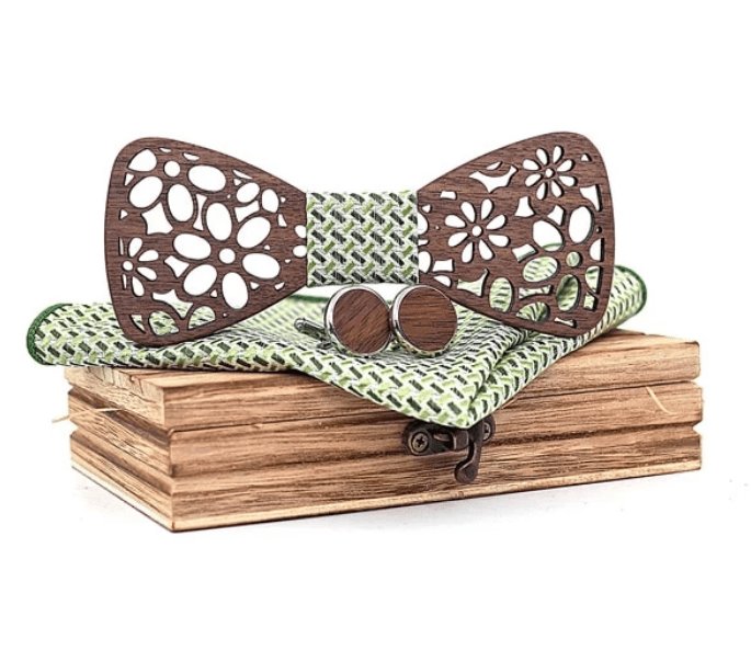 Coffret Noeud Papillon Bois - Fleur - The Wood Stock