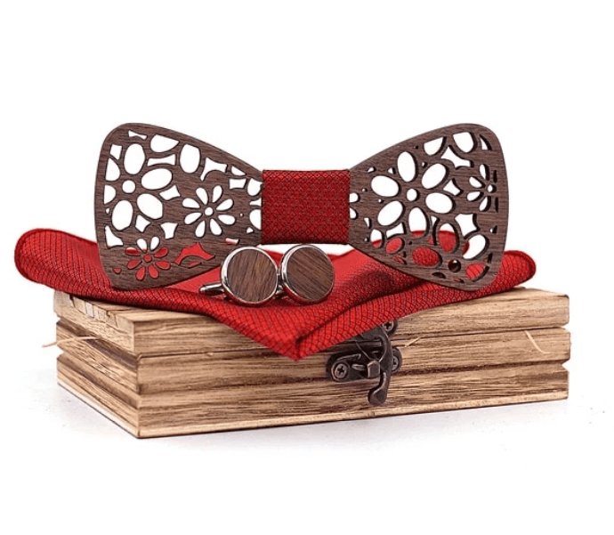 Coffret Noeud Papillon Bois - Fleur - The Wood Stock