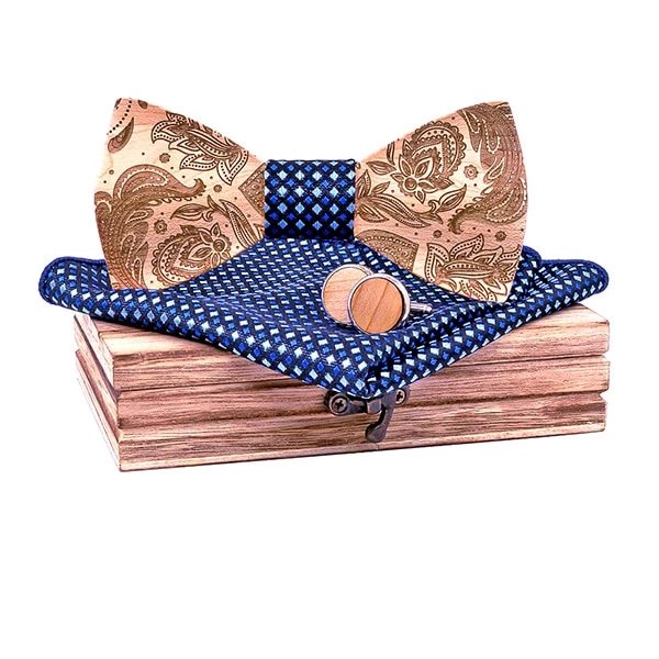 Coffret Noeud Papillon Bois - Fleur Vintage - The Wood Stock