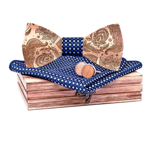 Coffret Noeud Papillon Bois - Fleur Vintage - The Wood Stock