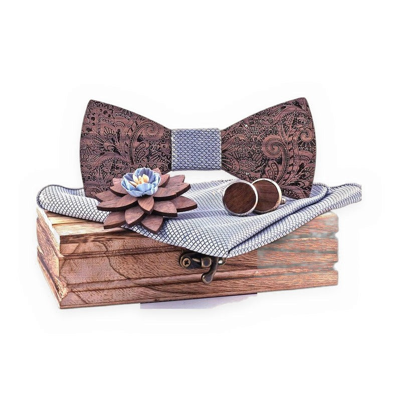 Coffret Noeud Papillon Bois Mariage - Elegant