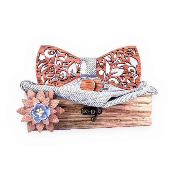 Coffret Noeud Papillon Bois Mariage - Leaf
