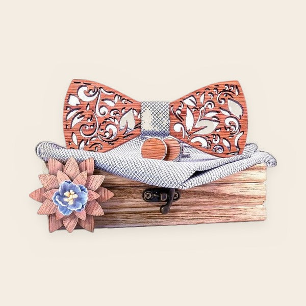 Coffret noeud papillon bois mariage Leaf – The Wood Stock