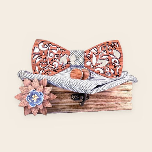 Coffret noeud papillon bois mariage Leaf – The Wood Stock