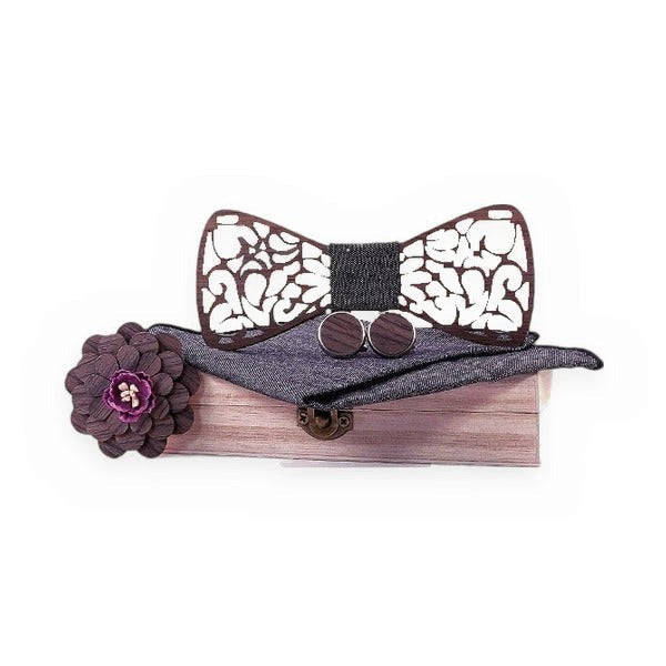 Coffret Noeud Papillon Bois Mariage - Love