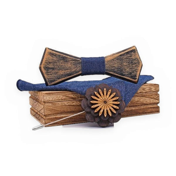 Coffret Noeud Papillon Bois Mariage - Old
