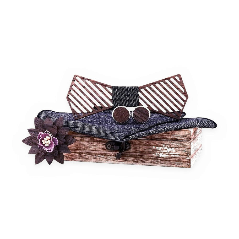 Coffret Noeud Papillon Bois Mariage - Refined